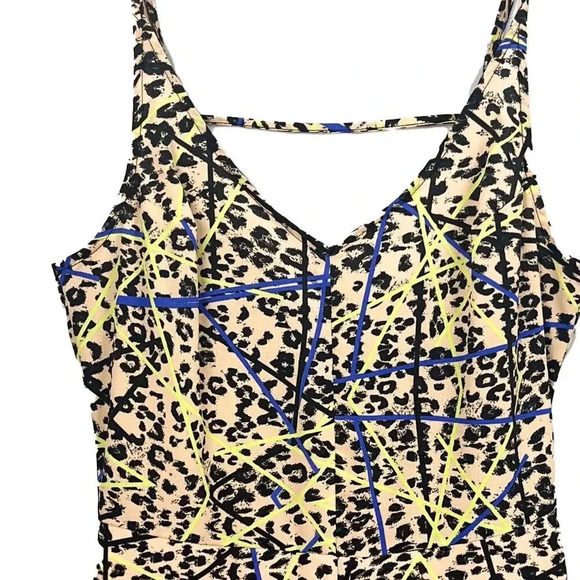 Lush Womens Small Leopard Print Abstract Romper Cocktail Party Vacation Beach - Picture 2 of 6